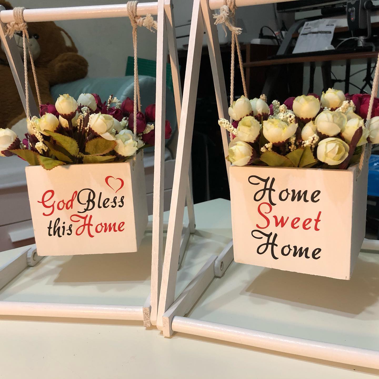 Desktop Flower Box Display with Personalized Text