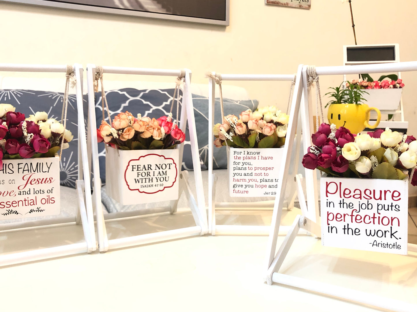 Desktop Flower Box Display with Personalized Text