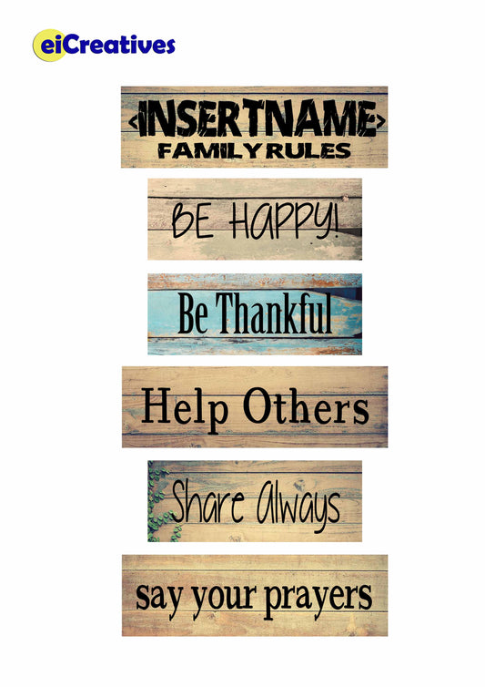 Personalized Family Rules Wall Decor