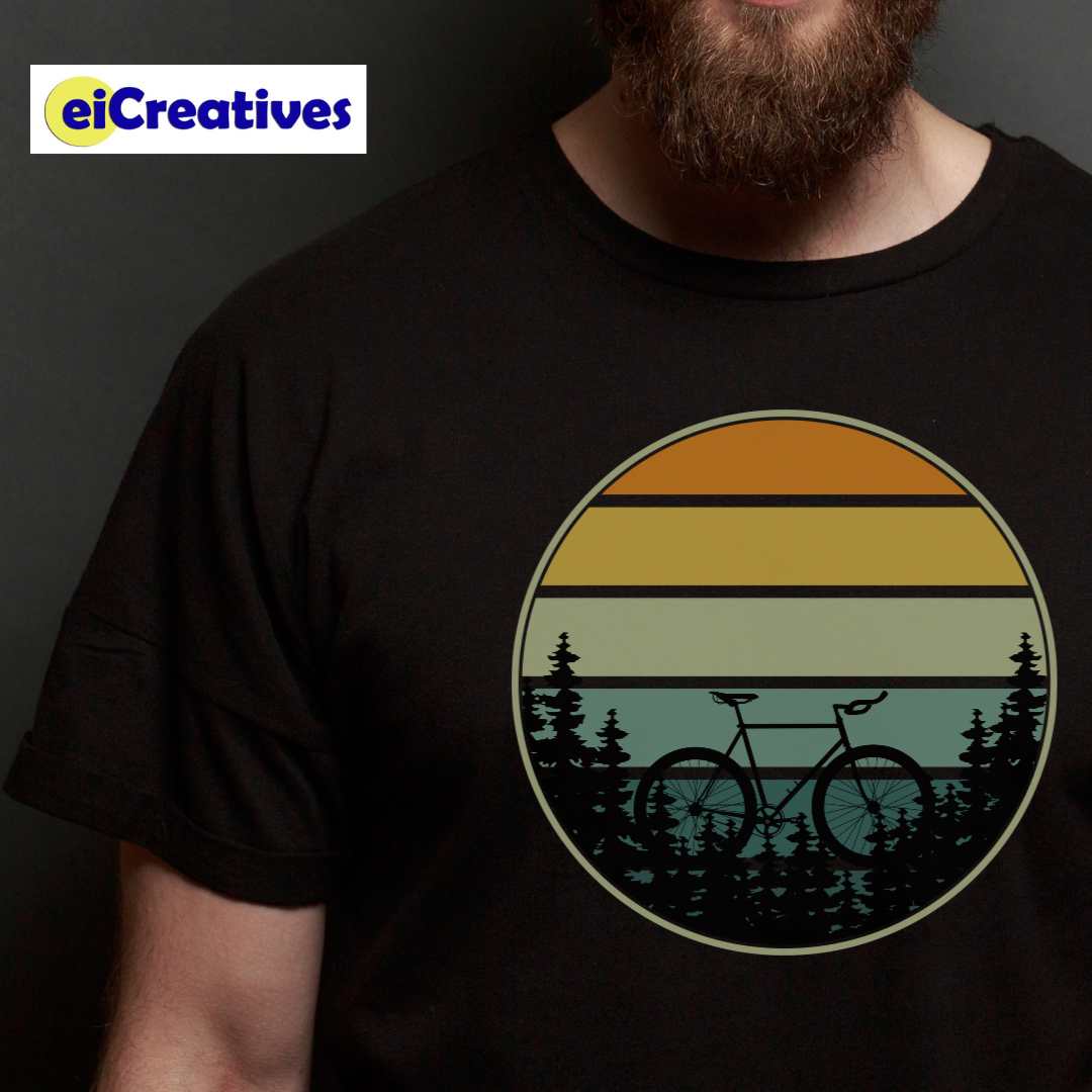 Mountain Bike Round Sunset - Tshirt