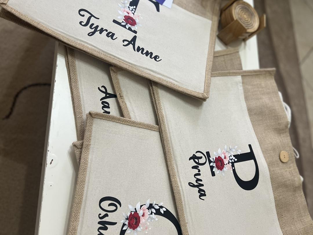 Initial Plus Name Jute Bag