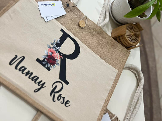 Initial Plus Name Jute Bag