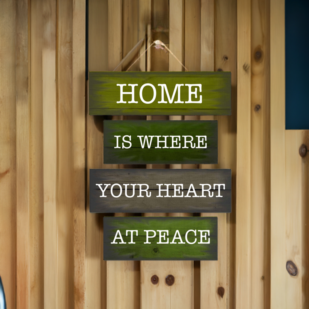 Home Is Where Your Heart At Peace- Hanging Wood Decor