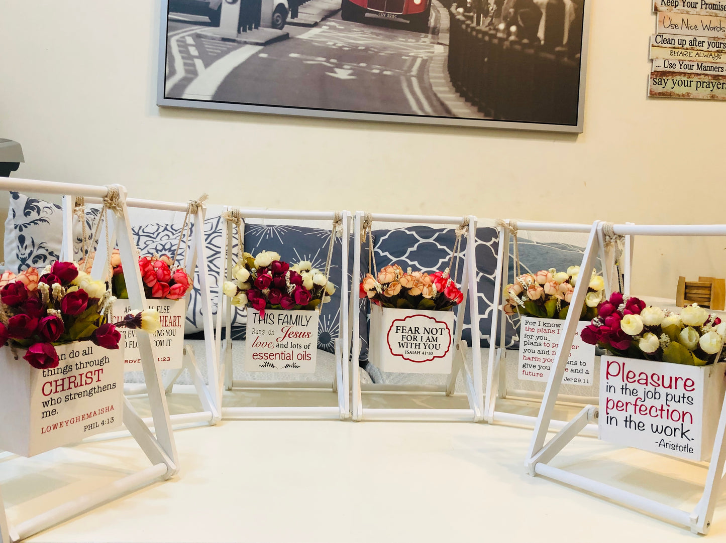 Desktop Flower Box Display with Personalized Text